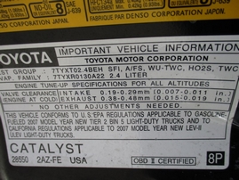 2007 TOYOTA RAV4 SPORT BLACK 2.4L AT 4WD Z15027